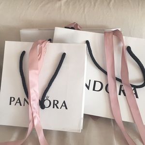 3 assorted size pandora shopping bags